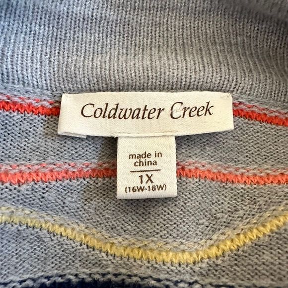 Coldwater Creek Gray Multicolor Wave Zip Up Cardigan Sweater Size 1X - Picture 5 of 7